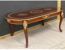 Стол овальный раскладной Милан на 4х ножках (орех, патина золото)