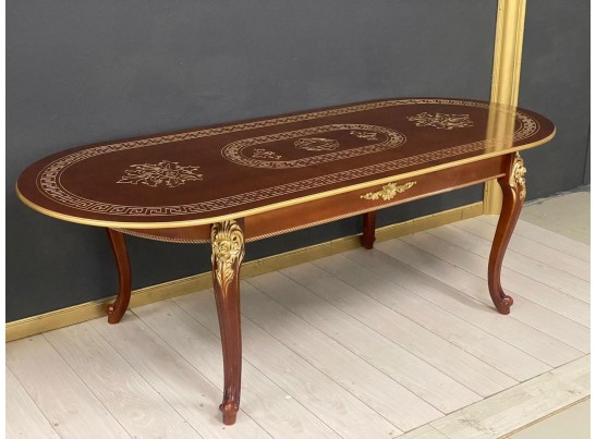 Стол овальный раскладной Милан на 4х ножках (орех, патина золото)