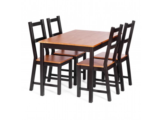Комплект обеденный Соната/Sonata (стол+4стула) массив сосны, стол: 120х75х75см стул :41х50х95см, антик/чёрный