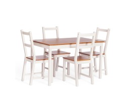 Комплект обеденный Соната/Sonata (стол+4стула) массив сосны, стол:120х75х75см стул:41х50х95см, антик/белый