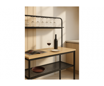 Барный стол Нари 120х50х171 галифакс олово / черный матовый