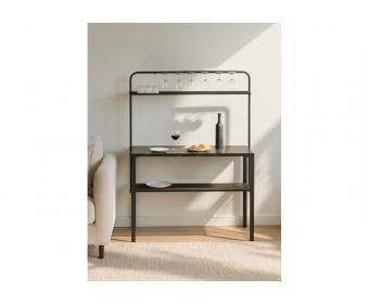 Барный стол Нари 120х50х171 файерстоун / черный матовый