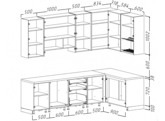 Кухонный гарнитур Интегра угловой 2,84*3,2