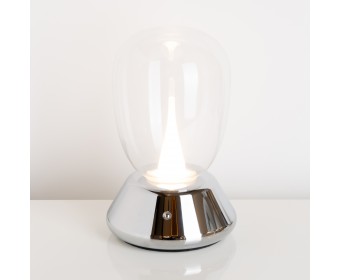 Настольная лампа диммируемая 10W 3000K прозрачный/хром Uovo III Lightstar 807904