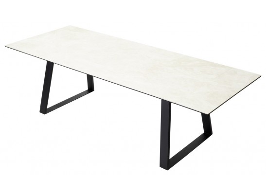 Стол Франк 200 Кремовый мрамор, керамика / черный каркас в Кургане