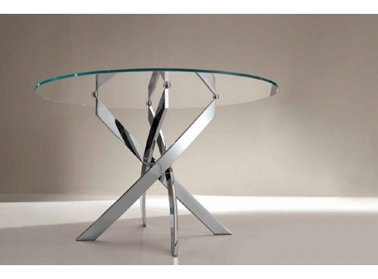 Стол BARONE (01.92) G093 хром/С150 э-бел. гл. стекло, L021алюм.вставка в Кургане