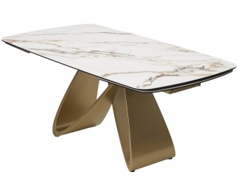 Стол PALACIO 180 KL-188 Контрастный мрамор матовый, итальянская керамика/ Шампань, ®DISAUR