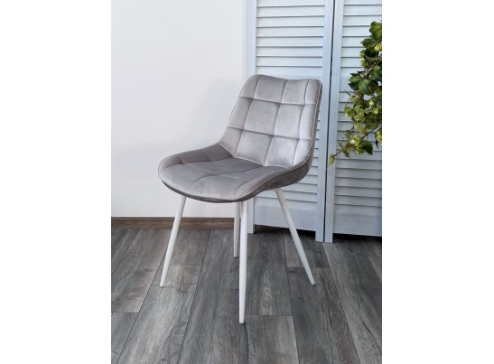 Стул MIAMI G062-37 светло-серый, велюр/ белый каркас в Кургане