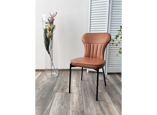 Стул CORDA MA-4/MA-7 коньяк/темно-серый кант, PU / черный каркас в Кургане