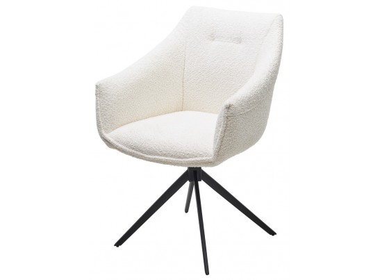 Стул КЛАУДС (CLOUDS) 360 град. поворот. Белый Wales 101, букле/ черный каркас / Товарный знак DISAUR в Кургане