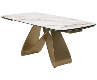 Стол PALACIO 180 KL-188 Контрастный мрамор матовый, итальянская керамика/ Шампань, ®DISAUR