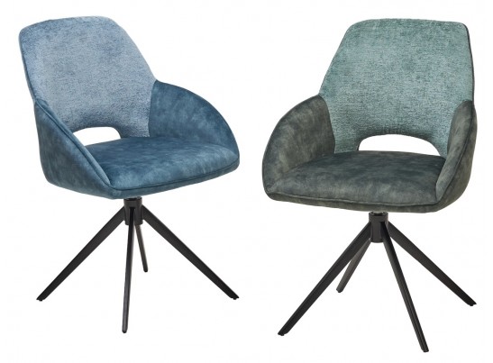 Стул BERRIES 360 град. Синий Loris-37, велюр/ темно-синий 7525-56, велюр/ черный каркас, DISAUR