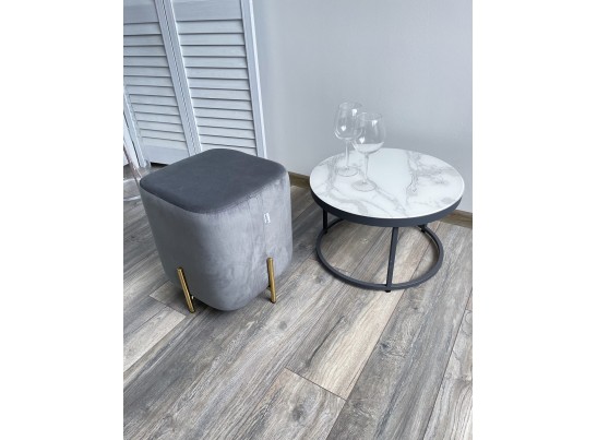 Пуф для гостиной ARES BLUVEL-14 GREY / GOLD в Кургане