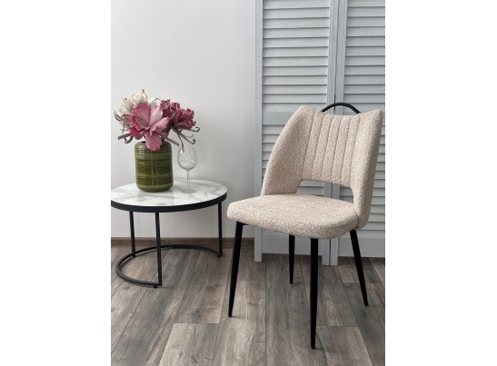 Стул JANETY UF998-04 бежевый, букле / черный каркас/ Товарный знак DISAUR в Кургане