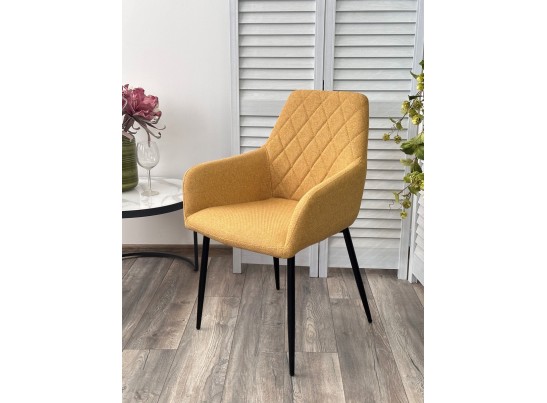 Стул NOVARA Barrel-48 Горчичный, ткань / черный каркас / Товарный знак DISAUR в Кургане