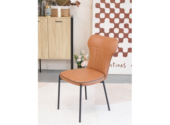 Стул CORDA MA-4/MA-7 коньяк/темно-серый кант, PU / черный каркас в Кургане