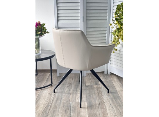 Стул PISTIL поворотный 180 град., ткань DAVIS CITY-03 светло-беж / PU-03 светло-беж/ черный, ®DISAUR в Кургане