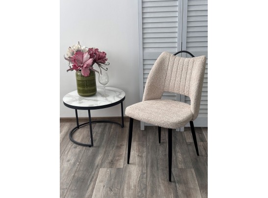 Стул JANETY UF998-04 бежевый, букле / черный каркас/ Товарный знак DISAUR в Кургане