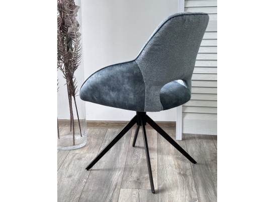 Стул BERRIES 360 град. Синий Loris-37, велюр/ темно-синий 7525-56, велюр/ черный каркас, DISAUR