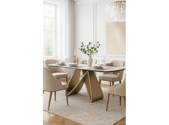 Стол PALACIO 180 KL-188 Контрастный мрамор матовый, итальянская керамика/ Шампань, ®DISAUR в Кургане