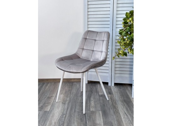 Стул MIAMI G062-37 светло-серый, велюр/ белый каркас в Кургане