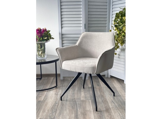 Стул PISTIL поворотный 180 град., ткань DAVIS CITY-03 светло-беж / PU-03 светло-беж/ черный, ®DISAUR в Кургане