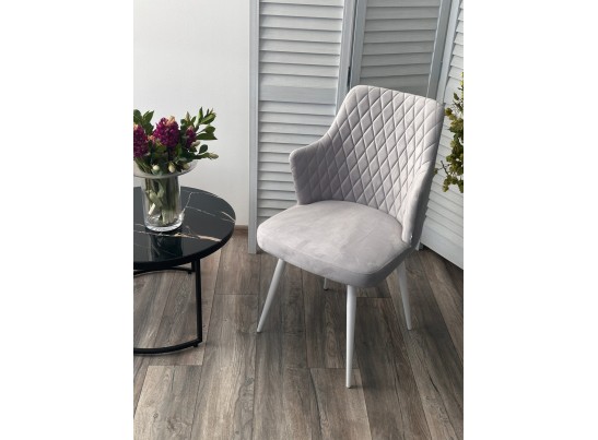 Стул HERMAN СВЕТЛО-СЕРЫЙ BM-4, велюр / белый каркас в Кургане