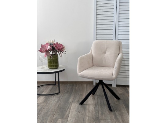 Стул ФЕДЕРИКО ДАНС 180 град. поворотный, цвет NORDIC 11 Молочный / Черный каркас в Кургане