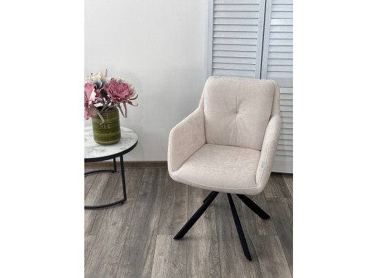 Стул ФЕДЕРИКО ДАНС 180 град. поворотный, цвет NORDIC 11 Молочный / Черный каркас в Кургане