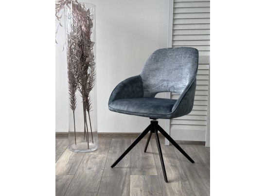 Стул BERRIES 360 град. Синий Loris-37, велюр/ темно-синий 7525-56, велюр/ черный каркас, DISAUR