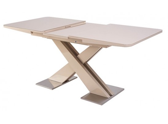 Стол CONTI 140 BEIGE GLASS бежевый глянец в Кургане