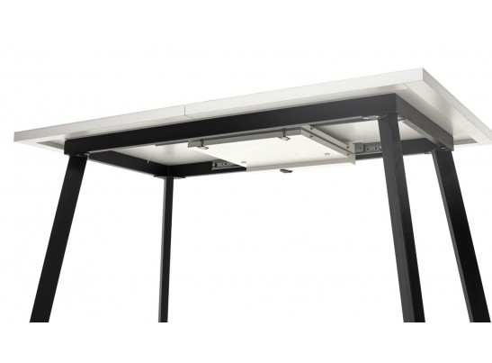 Стол ФИН 120 Белый, стекло/ Черный каркас в Кургане