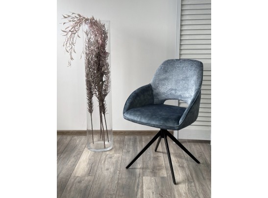 Стул BERRIES 360 град. Синий Loris-37, велюр/ темно-синий 7525-56, велюр/ черный каркас, DISAUR