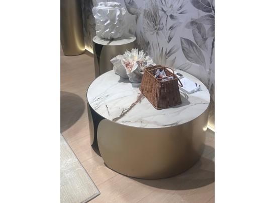 Стол журнальный BRANT KL-188 Контрастный мрамор матовый, итальянская керамика/ Шампань, ®DISAUR в Кургане