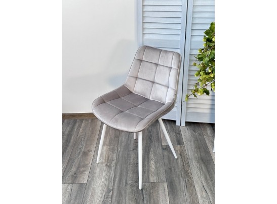 Стул MIAMI G062-37 светло-серый, велюр/ белый каркас в Кургане