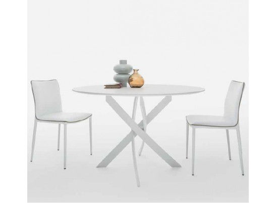 Стол BARONE (01.92) G093 хром/С150 э-бел. гл. стекло, L021алюм.вставка в Кургане