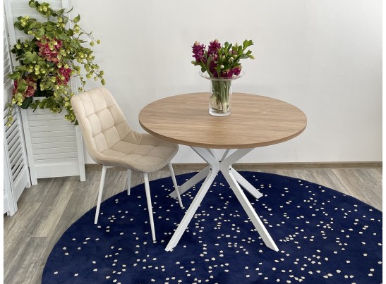 Стол ВЕГА D100 Дуб Канзас/ белый каркас 1 шт / 1 кор в Кургане