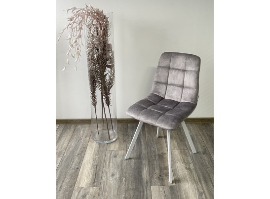 Стул CHILLI SQUARE PK6015-03 (VBP203) античный cеребристо-серый, велюр/ белый каркас в Кургане