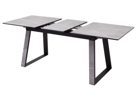 Стол Франк 140 СЕРЫЙ МРАМОР НОВЫЙ, КЕРАМИКА / ЧЕРНЫЙ в Кургане