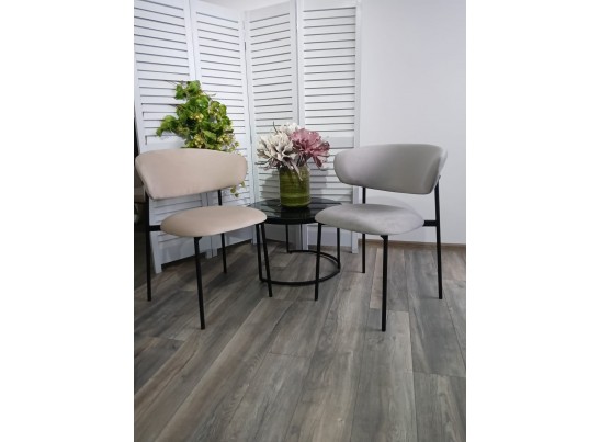 Стул ЛЕОНАРДО H-09 Светло-серый, велюр / черный каркас в Кургане