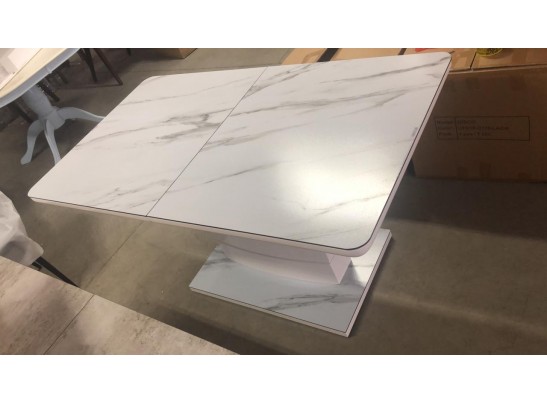 Стол ALTA 120 GREY-WHITE MARBLE/ WHITE глазурованное стекло в Кургане