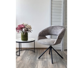 Стул EMBER 360 град. поворот. 7525-180 Серый, велюр/ ENJOY-451 Серый, ткань/ Черный, ®DISAUR