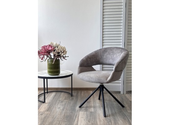 Стул EMBER 360 град. поворот. 7525-180 Серый, велюр/ ENJOY-451 Серый, ткань/ Черный, ®DISAUR в Кургане