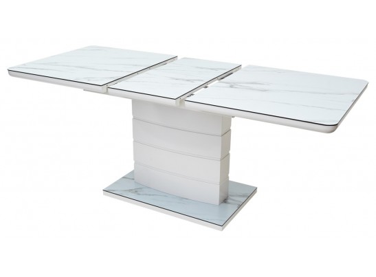 Стол ALTA 120 GREY-WHITE MARBLE/ WHITE глазурованное стекло в Кургане