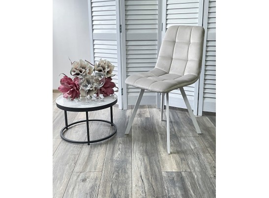 Стул CHILLI SQUARE G108-06 серебристо-серый, велюр/ белый каркас в Кургане