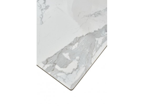 Стол CREMONA 160 HIGH GLOSS STATUARIO Белый мрамор глянцевый, керамика/ белый каркас в Кургане