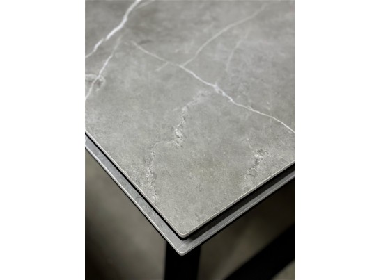 Стол Франк 200 Темно-серый мрамор, керамика / черный каркас в Кургане