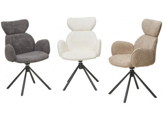 Стул VARDY 360 град.поворот. Белый букле XD841-01 / Серый, ®DISAUR