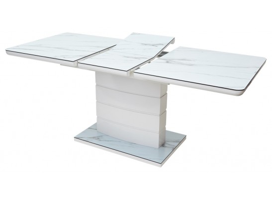 Стол ALTA 120 GREY-WHITE MARBLE/ WHITE глазурованное стекло в Кургане