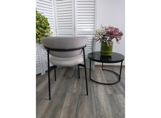 Стул ЛЕОНАРДО H-09 Светло-серый, велюр / черный каркас в Кургане